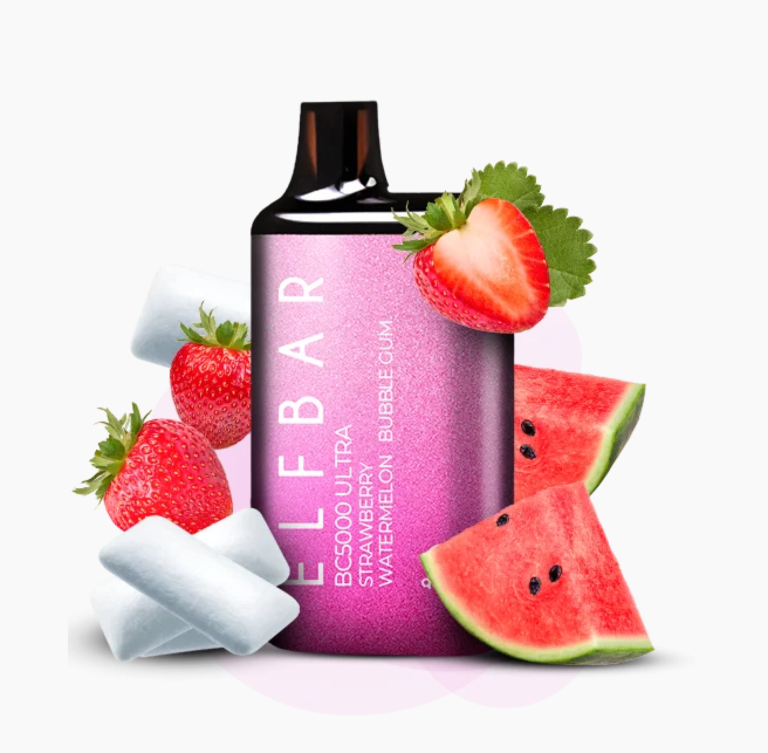 Електронна сигарета Elf Bar BC5000 Ultra – Strawberry Watermelon Bubble Gum (Полуниця Кавун Жуйка)