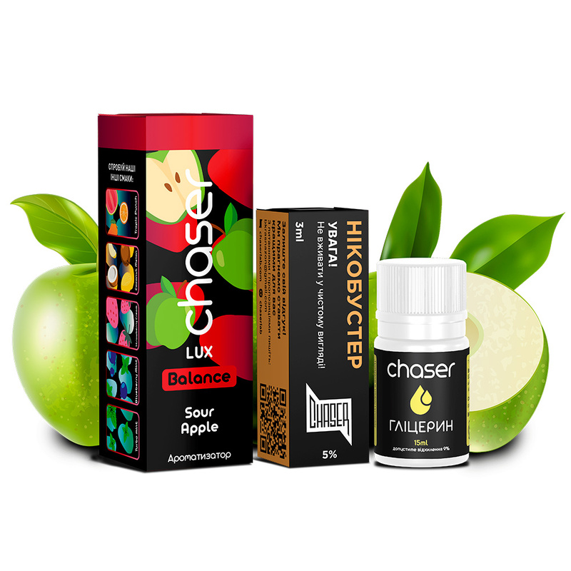 Набір для самозамісу Chaser Lux Sour Apple (Кисле Яблуко) 30 мл 50 мг