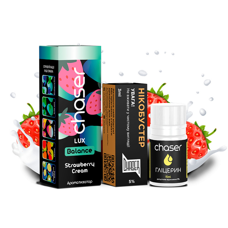 Набір для самозамісу Chaser Lux Strawberry Cream (Полуниця з Вершками) 30 мл 50 мг